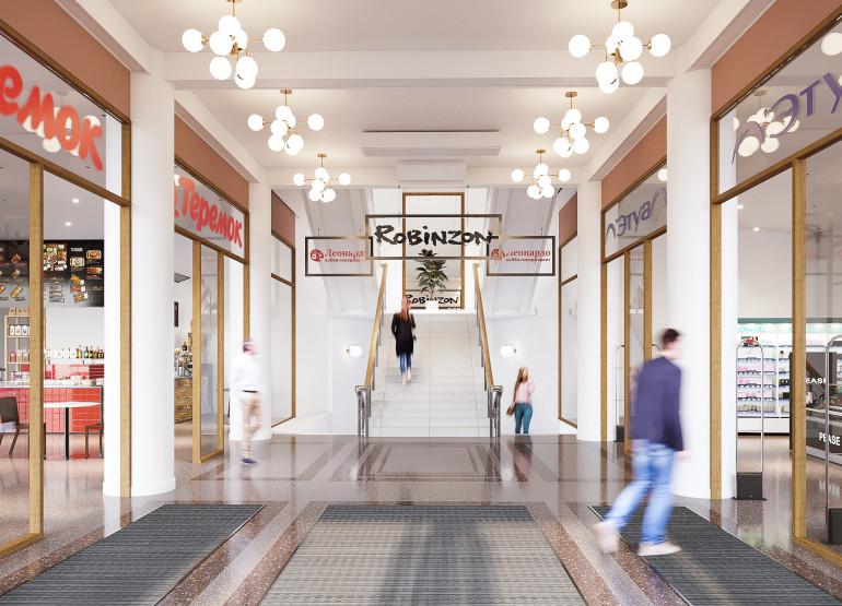 МФК Сотый: Вид входной группы внутри зданий