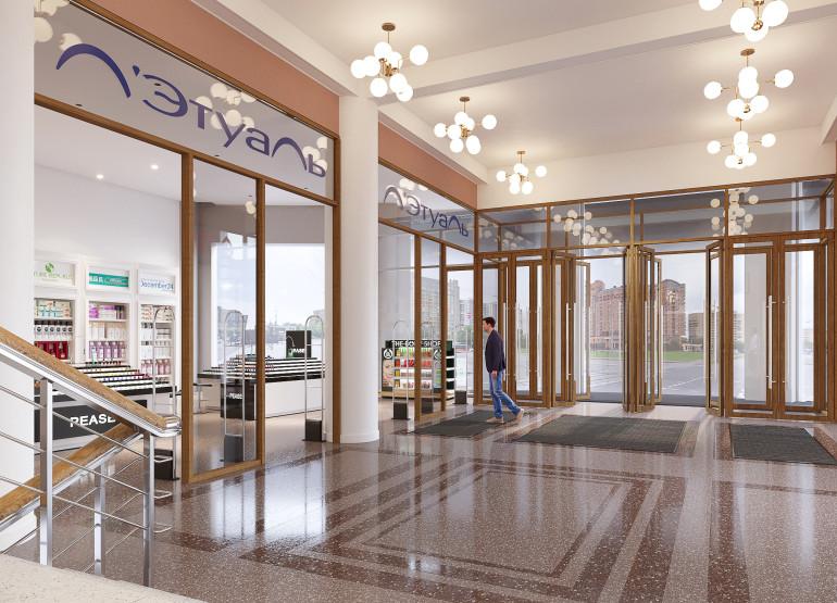 МФК Сотый: Вид входной группы внутри зданий